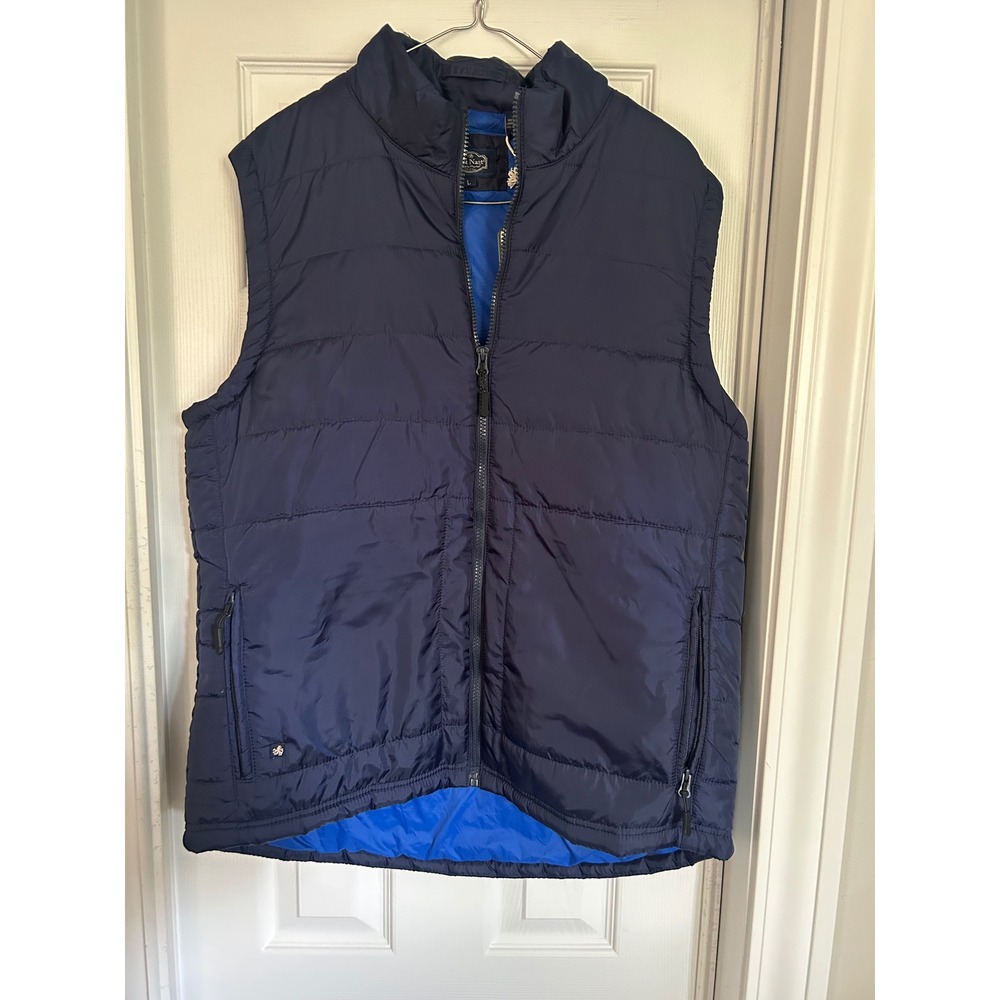 Nat Nast Mens Navy Blue Puffer Vest Luxury Originals Full Zip Quilted Jacket L